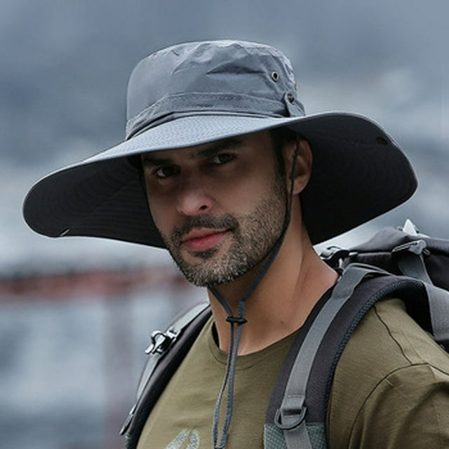Aqestyerly Chapeau de Pêche au Soleil pour Homme, Extérieur, Séchage Rapide, Protection UV, Grand Bord, pour la Randonnée et le Camping HWRETIE