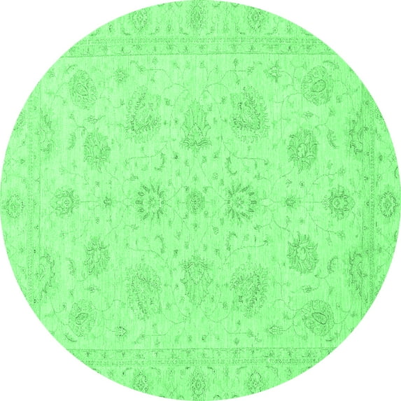 Ahgly Company Indoor Round Oriental Emerald Green Traditional Area Rugs, 6' Round