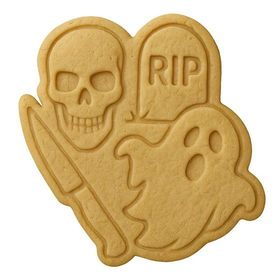 Spooky Graveyard Scene Cookie Cutter & Stamp 4x3.5" for Baking & Fondant Clay