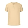 thumbnail image 3 of IYTR Mens T Shirt Short Sleeve T Shirts Breathable Textured Sport Shirts Solid Color Fashion Comfy 3-button Crewneck Casual Summer Khaki S, 3 of 4