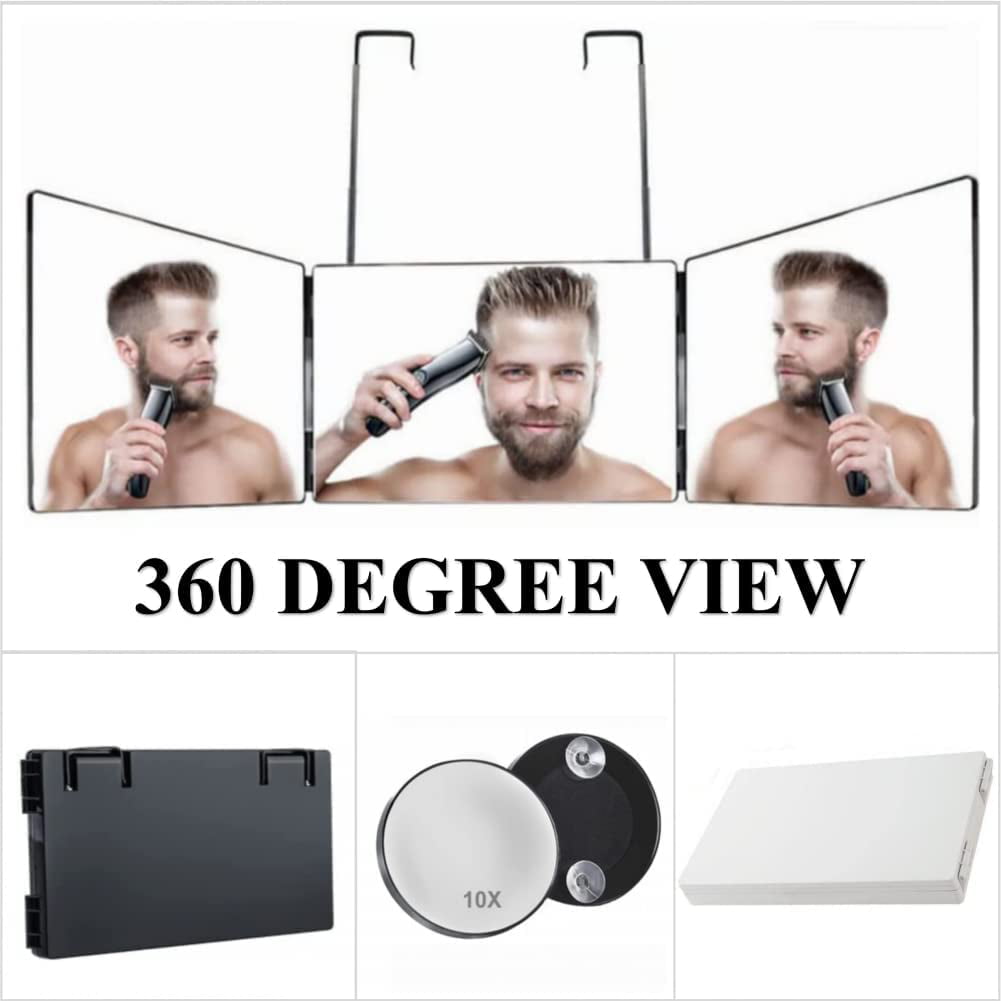 Verivue Way Self Haircut Mirror, Trifold 360 Mirror For Cutting Hair,  Shaving Or Styling, HD Glass, Includes Adjustable Height Over The Door  Brackets, Travel/Storage Bag, And Tabletop Vanity Stands The | Way