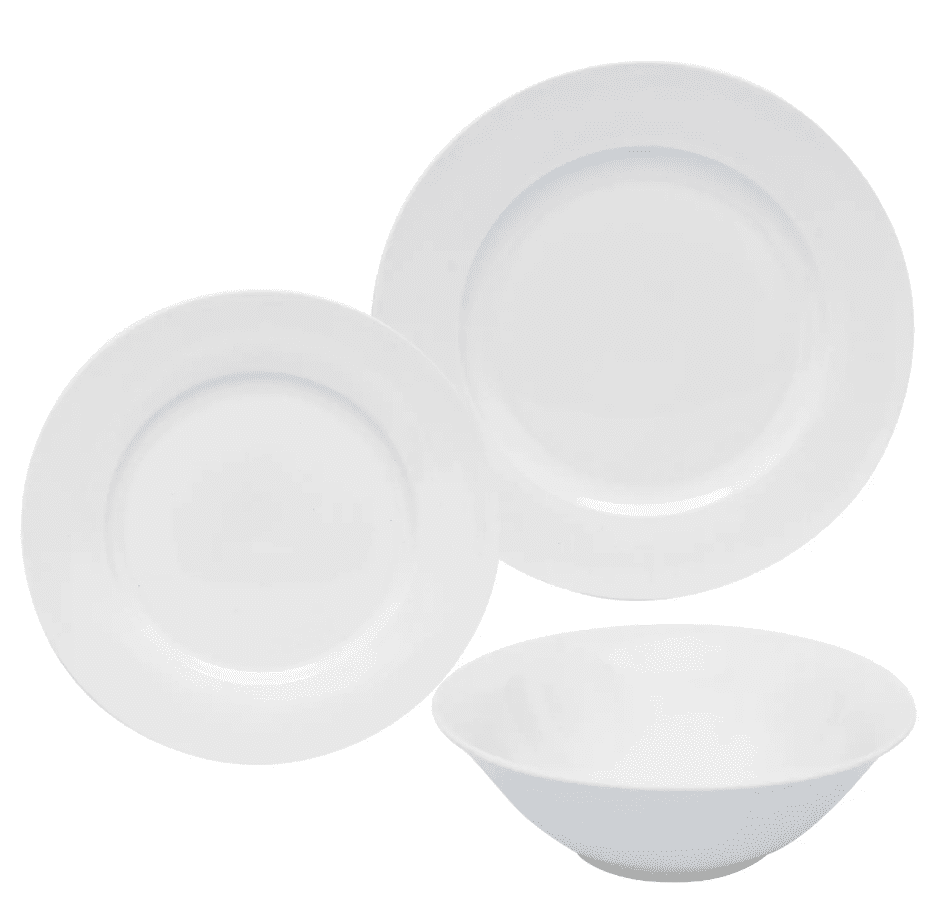 12-Piece Dinnerware Set – Rim Shaped Plates and Bowls, Classic White Porcelain Dinner Set for 4, Microwave & Dishwasher Safe Tableware for Everyday Use and Special Occasions