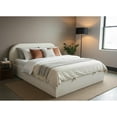 thumbnail image 3 of Placida Decor Luna Lit Plateforme Très Grand avec Rangement Relevable, Rembourrage en Bouclé Beige, Tête de Lit Incurvée, Cadre en Métal et Base à Lattes, 3 of 11