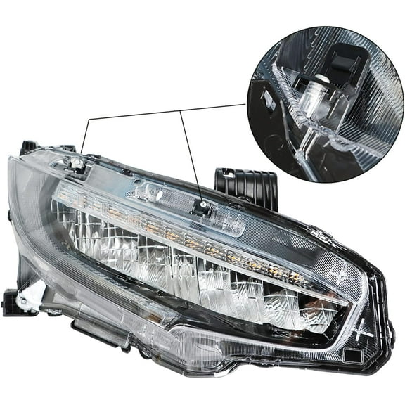 ALL-CARB Front Right Headlight Assembly Replacement for 2016-2019 Honda Civic Passenger Side Full LED Projector Headlight Headlamp 33100TBAA11