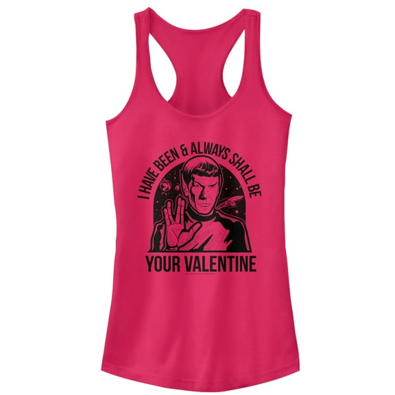Junior's Star Trek: The Original Series Spock Always Shall Be Valentine Racerback Tank Top Dark Pink X Large