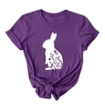 thumbnail image 2 of HOMBOM Purple Womens Dress Easter Blouse Short Sleeve Crew Neck T-shirt Easter Bunny Print Short Sleeve Womens Tops XXL, 2 of 5