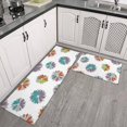 thumbnail image 2 of Geometric Flower and Swirl White Anti Fatigue Kitchen Rugs Set Of 2, Non Slip Washable Decorative Floor Mats for Kitchen Sink Laundry, 17"x30" and 17"x47", 2 of 6