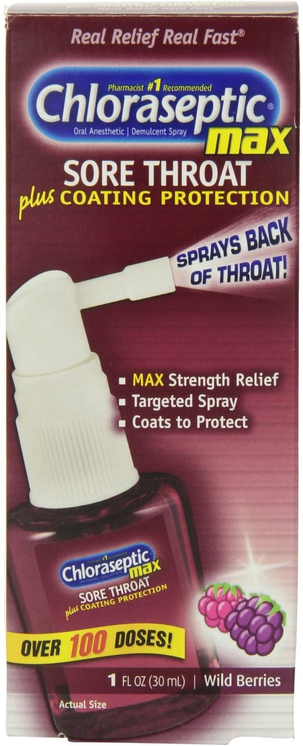 Chloraseptic Max Sore Throat Relief Plus Coating Protection Spray, Wild