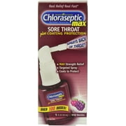 Angle View: Chloraseptic Max Sore Throat Relief Plus Coating Protection Spray, Wild Berries 1 oz (Pack of 6)