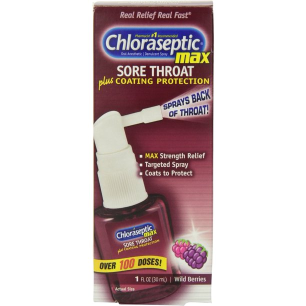 Chloraseptic Max Sore Throat Relief Plus Coating Protection Spray, Wild