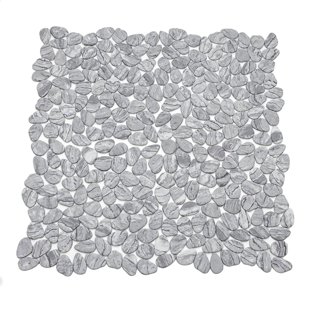 The Tile Life Recycled Cenote Pebble 13" x 13" Smoke Matte Glass Mosaic Floor and Wall Tile Case of 14