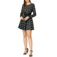 thumbnail image 2 of Allegra K Women's Plaids Print Long Sleeves Belted A-Line Shirt Dress, 2 of 6