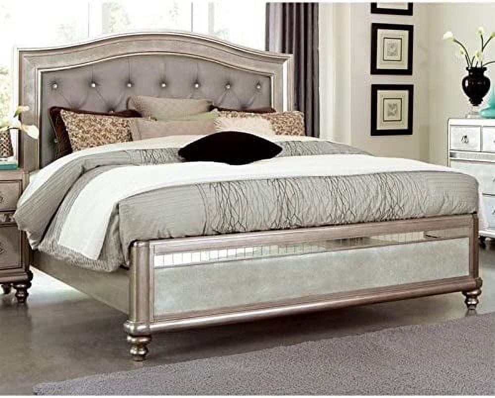 Bling Game Upholstered Storage Queen Bed Metallic Platinum