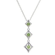 Vir Jewels 2/5 CTTW Peridot Pendant Necklace .925 Sterling Silver 4 MM Trillion With Chain Female Adult