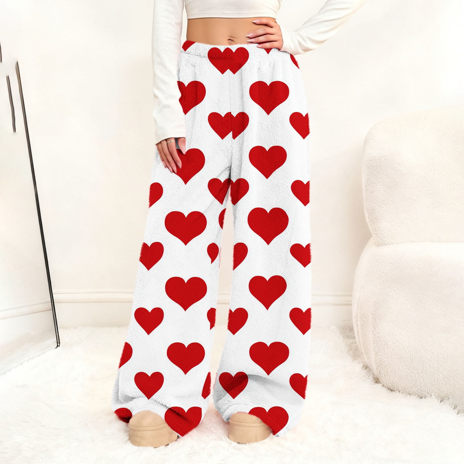 may♡ページ Hxshgdsn Valentines Day Sweatpants For Womens Wide Leg Heart
