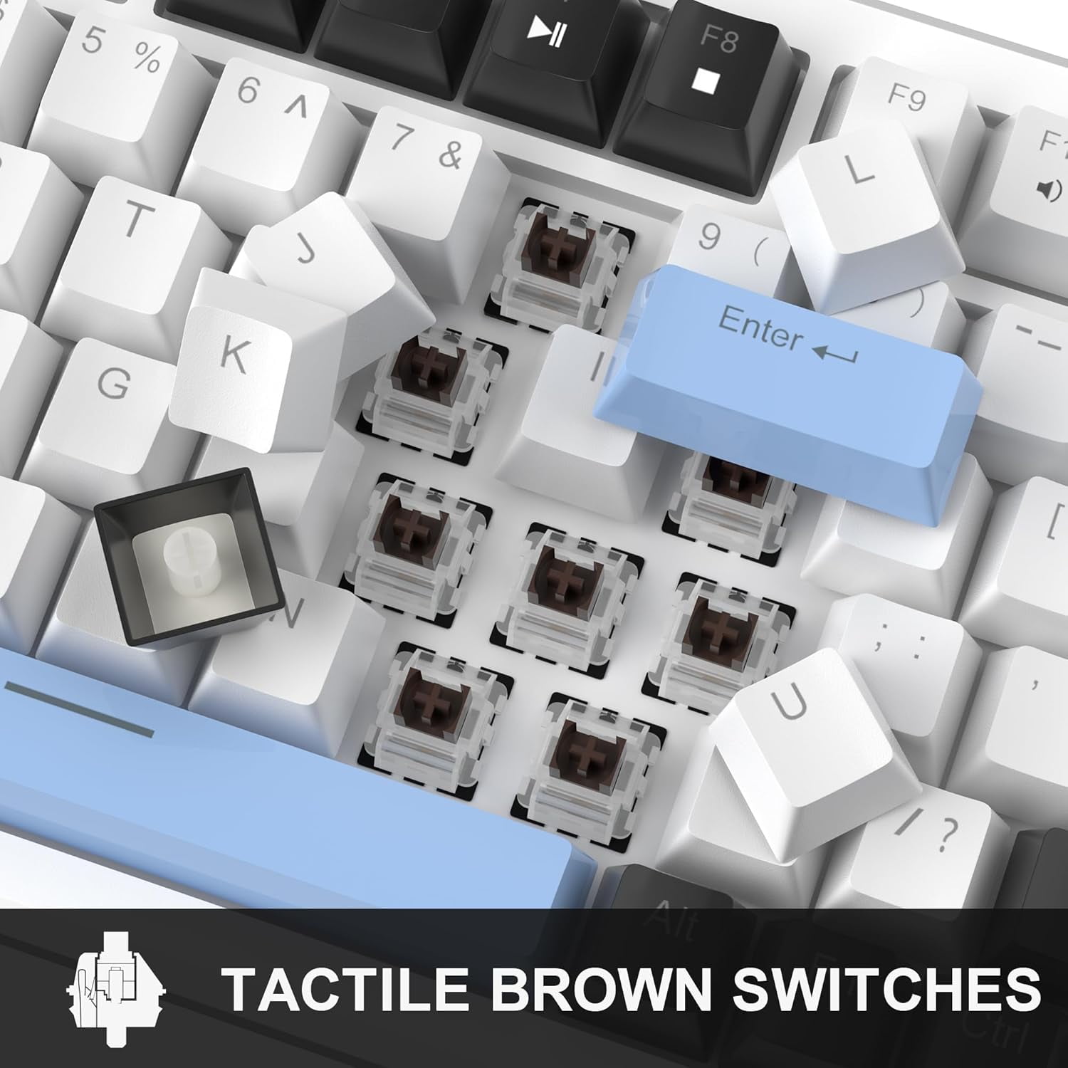 MageGee 75% Mechanical Gaming Keyboard, Black Switches, EVA Foam, Knob Control, STAR75 Portable NKRO