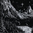 thumbnail image 5 of JEUXUS Shower Curtain Set Black and White Starry Night Mountain Multiple Sizes White, 5 of 7