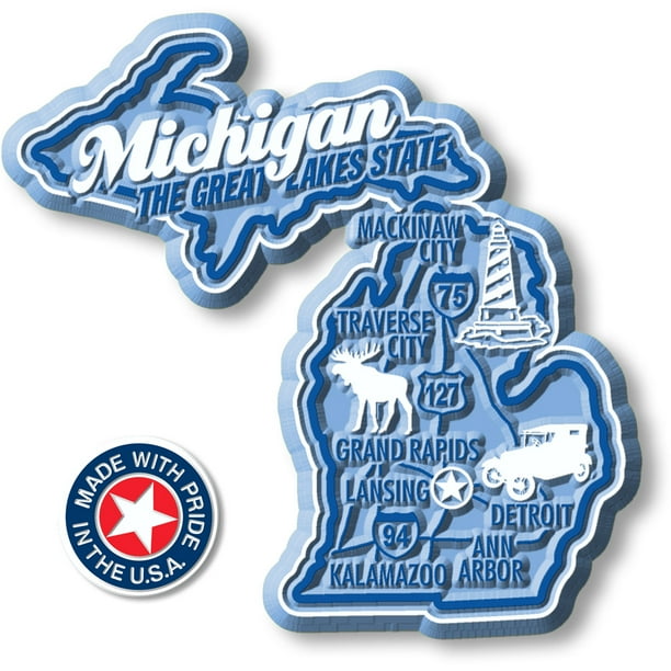 Michigan Premium Souvenir State Map 3D Rubber Classic Walmart