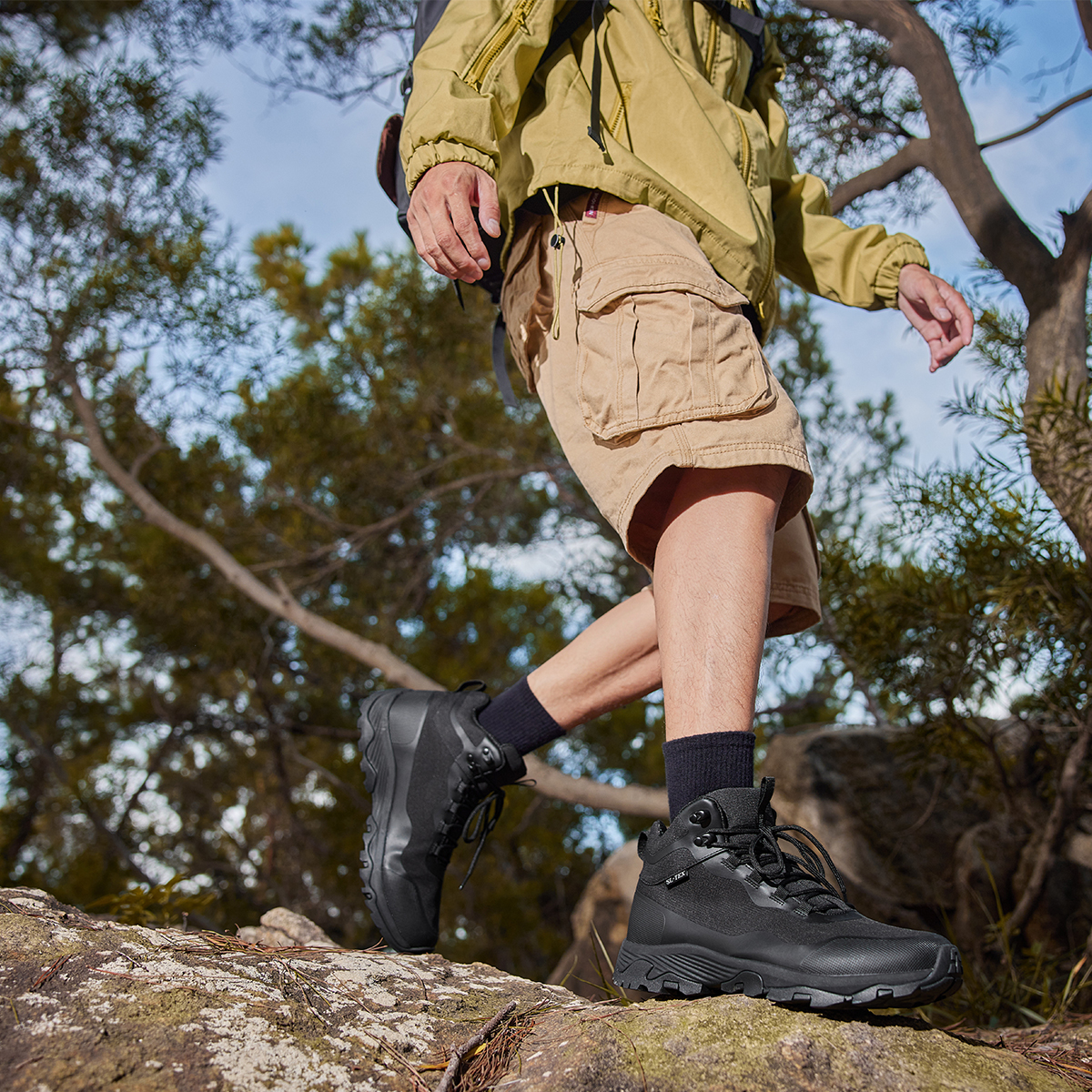COM STAR Men Hiking Boots Breathable Outdoors Mid Ankle Walking Shoes Lightweight Mountaineering Shoes  for Trekking, Camping