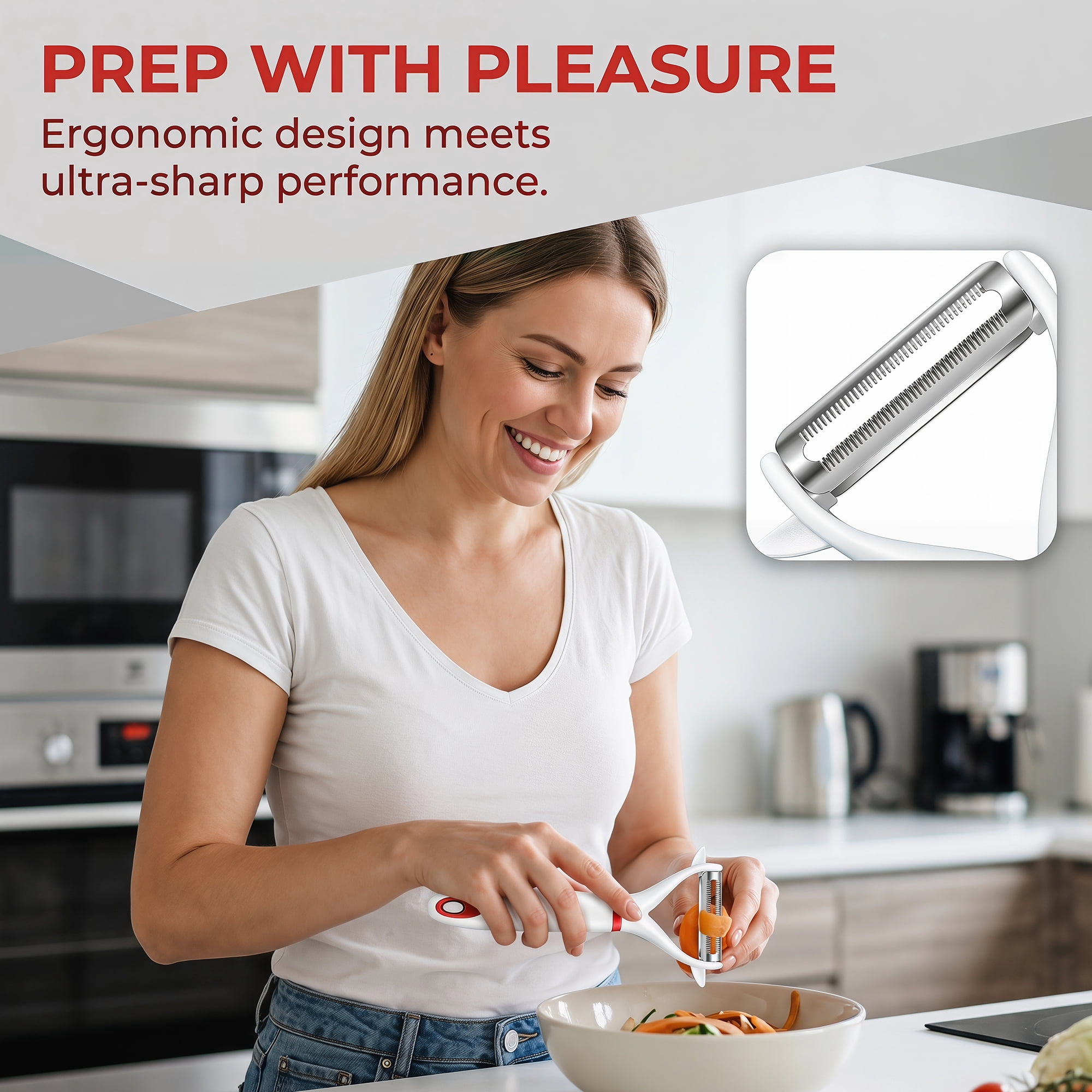 Unique Bargains Stainless Steel Durable Peeler with Ergonomic Handle Red 6.7" x 3"