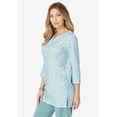 thumbnail image 3 of Roaman's Women's Plus Size Three-Quarter Sleeve Notch Neck Soft Knit Tunic, 3 of 6