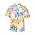thumbnail image 3 of Goofa Zebra Colourful Hawaiian Shirt for Men, Unisex Summer Beach Casual Short Sleeve Button Down Shirts,Aloha Tropical Floral print shirt-XX-Large, 3 of 9
