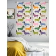 thumbnail image 3 of Color Dogs Sheer Curtains 2 Panels Set Cute Pink Purple Green Dachshund Animals Sheer Window Curtains Light Filtering Rod Pocket Voile Drapes for Bedroom Living Room 52"x63", 3 of 8