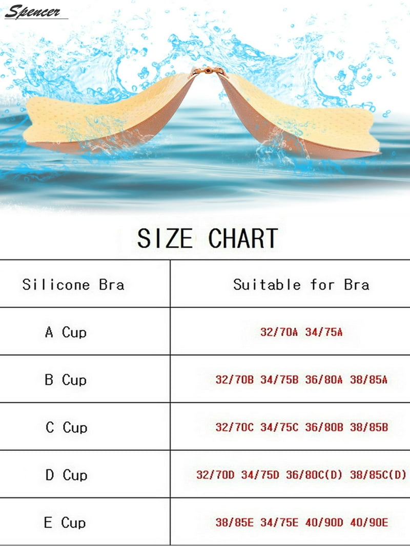 Spencer Women's Strapless Push Up Invisible Sticky Bra Silicone