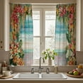 thumbnail image 3 of Summer Ocean Beach Kitchen Curtains Boho Flower Small Short Nautical Coastal Window Curtains Floral Hawaiian Sea Drapes for Bathroom Curtain 2 Panels Window Treatment Tiers 26x36 Inch, 3 of 4