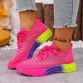 thumbnail image 3 of Womens Walking Tennis Shoes Casual Athletic Workout Gym Non Slip Knit Mesh Sneakers Lace up Comfortable Running Shoes Hot Pink Size 7.5, 3 of 4