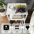 thumbnail image 5 of End Table with Charging Station, Side Table with 2 USB Ports and Outlets, Nightstand with Cloth Drawer, Set of 2, Couch Table, White TB01BW052, 5 of 12