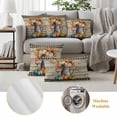 thumbnail image 6 of Fall Outdoor Waterproof Pillow Covers, Orange Green Blue White Pumpkin Plaid Wood Grain Decorative Square Throw Pillowcase Sofa Cushion Sham for Patio/Couch/Chair, 24"x24" 2 Pack, 6 of 8