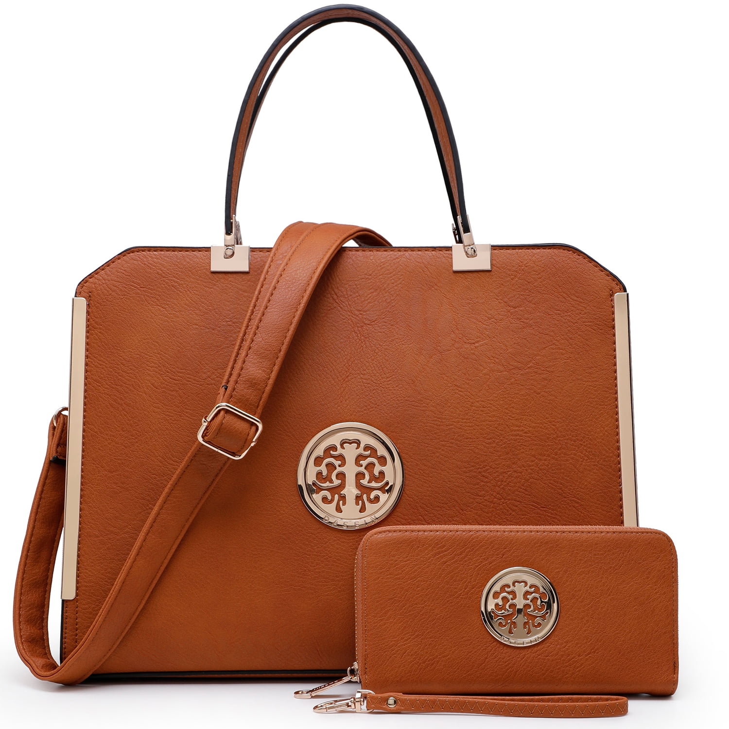 Dasein Women Large Satchel Handbag Shoulder Purse top Handle Work Bag Tote with Matching Wallet