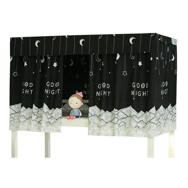 Coofit Bunk Bed Curtain Set Dustproof Single Sleeper Bed Canopy in Black