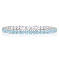 thumbnail image 1 of JeenMata Enorme Marcha de corte princesa de 11 quilates - Aguamarina - Pulsera de tenis con piedra natal para mujer Diseño de eternidad - Chapado en oro blanco, 1 of 6