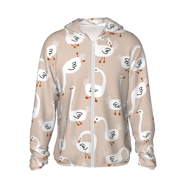 Balery White Goose Sudadera ligera de manga larga con capucha y protección solar UPF 50+ para hombre y mujer, ideal para pesca y running-Large