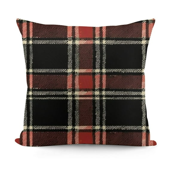 Red Plaid Throw Pillow Covers Pillow Cases Merry Christmas Decorations Square Zippered Cushion Cover Room Sofa Home Decor