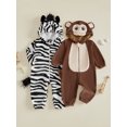 thumbnail image 3 of RUINIXCW Kids Toddler Baby Halloween Animal Costume Infant Cute Monkey Zebra Costume Baby Boy Girl Fall Winter Clothes Warm Flannel Romper Casual Zipper Hooded Jumpsuit with Tail, 3 of 10