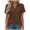 Coffee, variant on Dursoulink Casual Short Sleeve Turndown Collar Collared Shirt for Women, V-Neck, Polyester-Spandex Blend, Regular Length, Baggy Fit, Solid Color