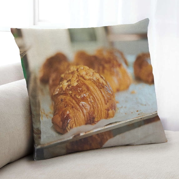 Ahgly Company Foods Croissant Indoor Throw Pillow, 18 inch by 18 inch