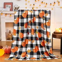 Fall Throw Blanket, Pumpkin Leaf Fall Plaid Throw Blanket for Couch Bed Sofa, Checkered Blanket for Autumn, Utilize Fall Decor Throw Blankets to Cultivate Cozy Home Atmosphere (50”x60”)