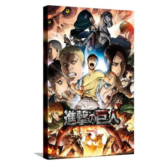 Attack on Titan: Season 2 - Key Art 02 Canvas Wall Poster, 14.725" x 22.375"