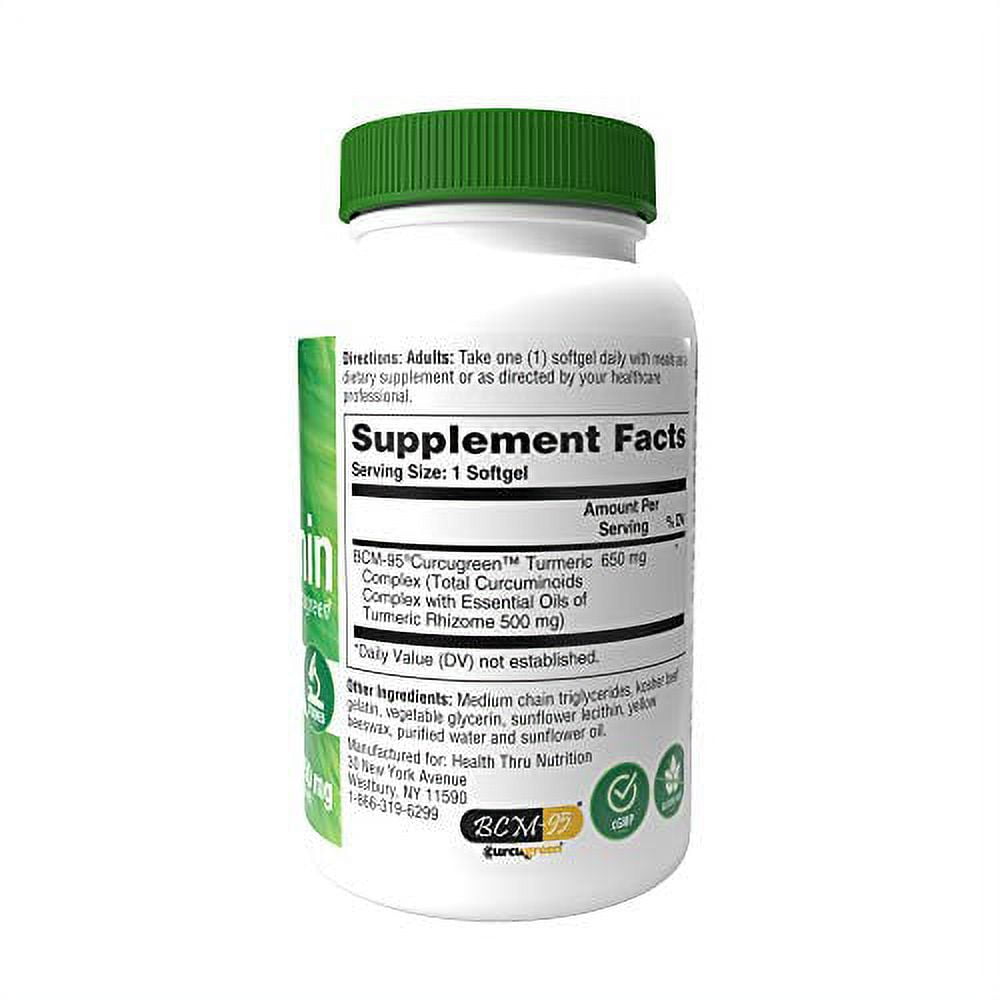 Curcumin 650mg as BCM-95® 60 Softgels by Health Thru Nutrition