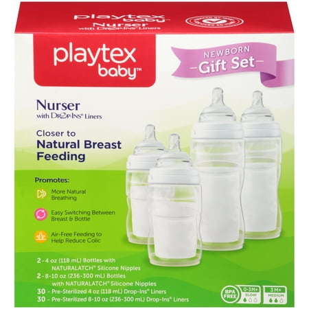 Playtex Newborn Baby Nurser Baby Bottle with Drop-Ins Disposable Liners, Closer to Breastfeeding, Gift Set