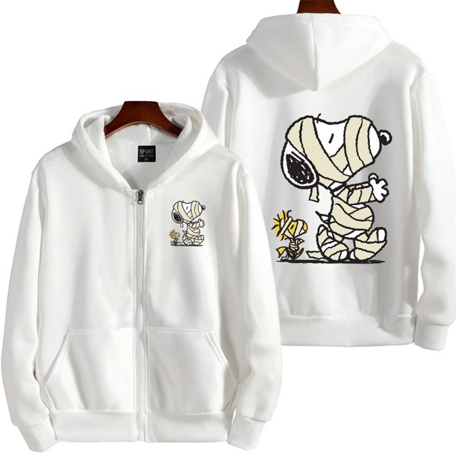 Snoopy-Sudadera con capucha de dibujos animados para hombre y mujer, chaqueta de Anime con cremallera, abrigo de pareja de estilo coreano, Moda de Primavera y otoño, 2024