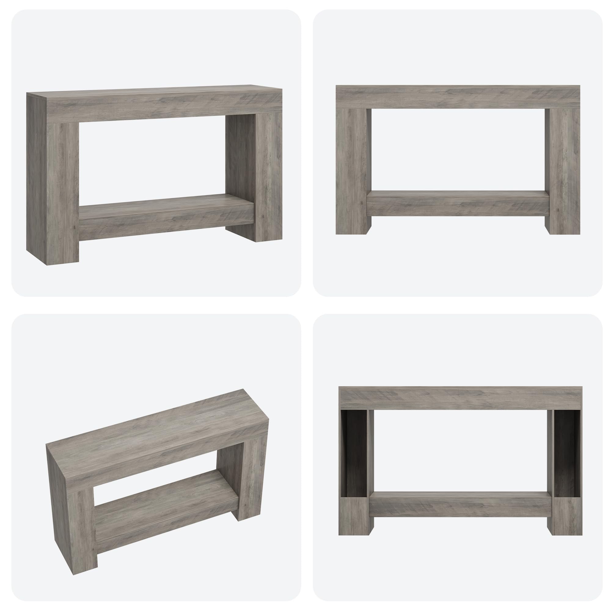 Farmhouse Console Table with Storage, 47 Inch Wide 2-Tier Sofa Table, Entryway Table for Living Room, Hallway, or Foyer