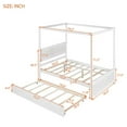 thumbnail image 3 of Full Size Canopy Bed with Trundle Bed, Wood Full Platform Bed with Headboard, Footboard and Slat Support, Modern 4 Poster Panel Bed, No Box Spring Needed, Brushed White, 3 of 7