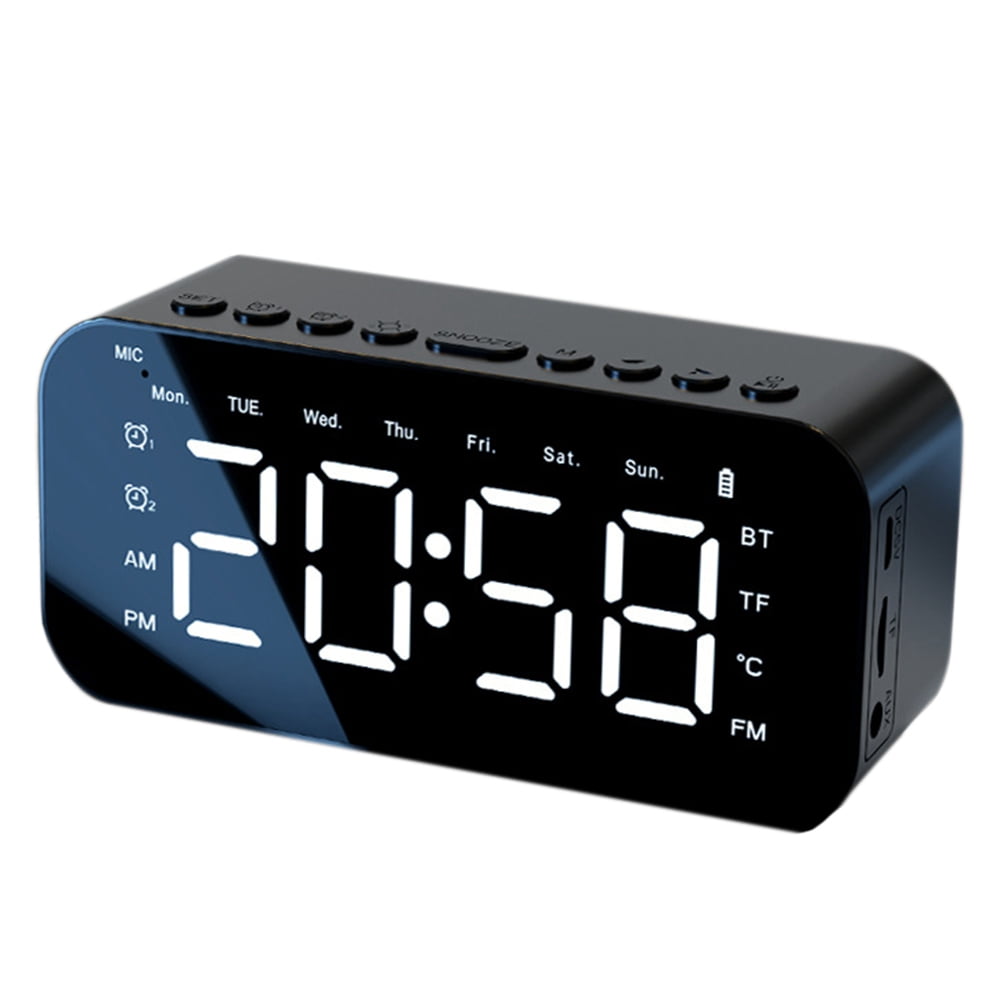 Digital Alarm Clock Mirror Wireless Bluetooth Speaker Calendar Alarm ...