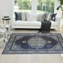 Handcraft Rugs Persian Rug - Faded, Oriental Distressed Area Rug - Modern Vintage Design Persian Area Rug - Abstract, Multicolor Kashan Design Persian Rug - Navy Blue/Aqua Blue/Multicolor 5 x 7 feet