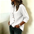 thumbnail image 6 of Ynynloco 100%Cotton Shirts for Women Button Down 3/4 Sleeve Tops Casual Loose Blouses Collared Vacation Outfits, 6 of 6